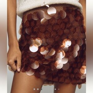 NWT Anthropologie Maeve Brown Sequin Mini Skirt Size 4
